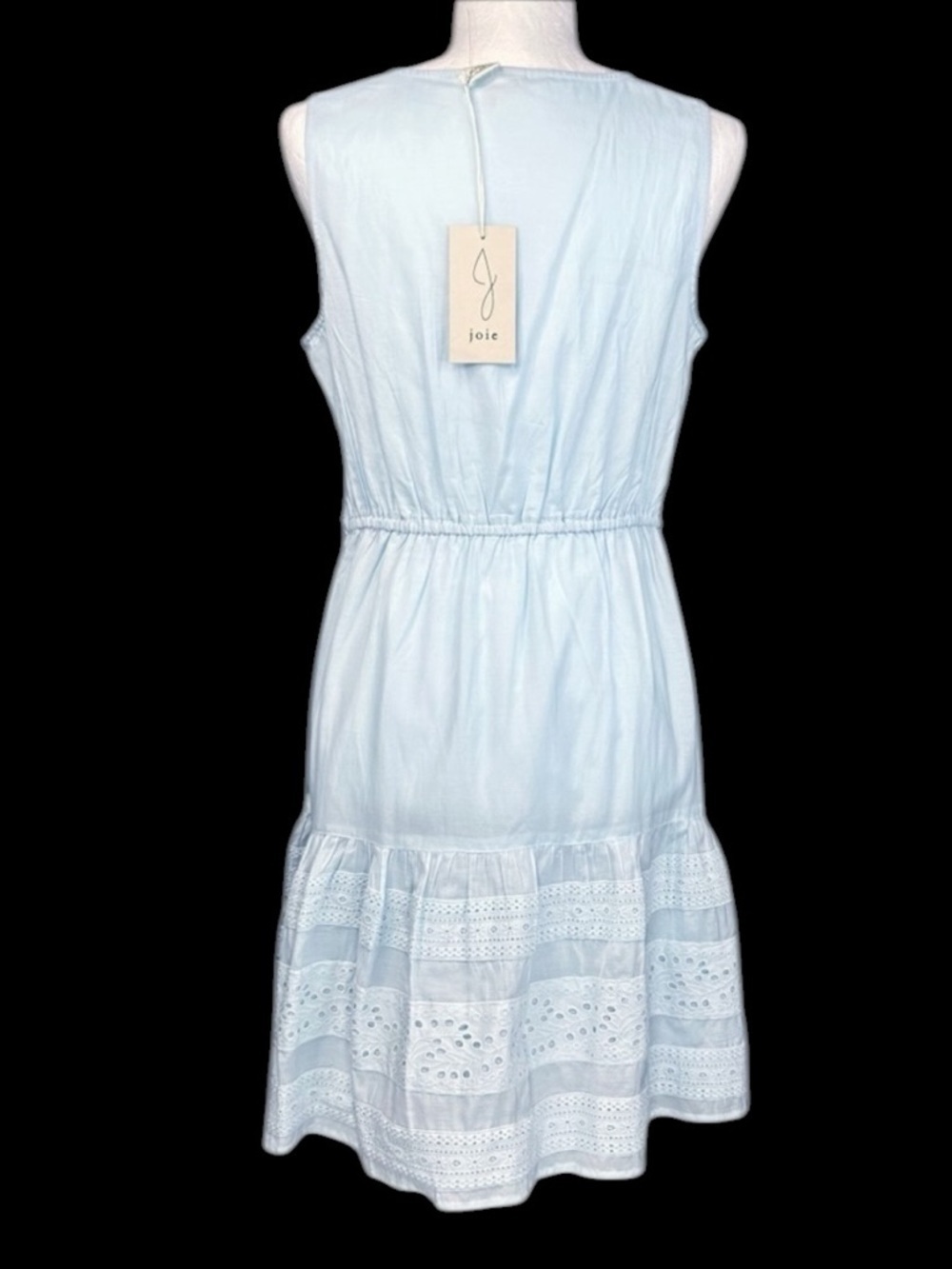NEW Joie Blue Eyelet Lace Trim Dress S Coquette Girl Delicate Cottagecore Dainty - Picture 3 of 11